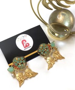 Leaf earrings mint