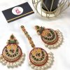 Nauratan earrings and bindya green