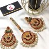 Nauratan earrings and bindya mehroon
