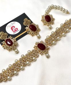 Embellished set mehroon