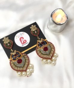 Nauratan earrings mehroon