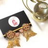 Leaf earrings pink