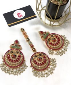 Nauratan earrings and bindya ruby