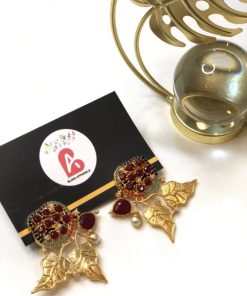 Leaf earrings mehroon