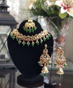 Kundan choker set green