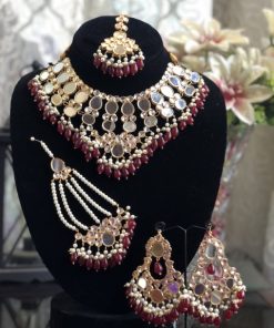 Mirror bridal set mehroon