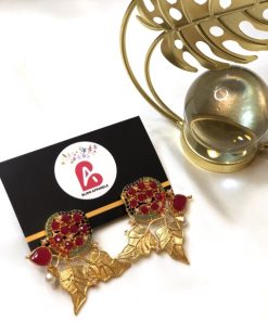 Leaf earrings ruby
