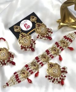 Embellished choker set red
