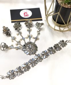 Silver kundan panjangla