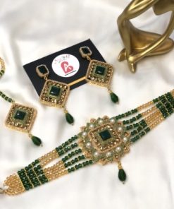 Nauratan green choker set with earrings