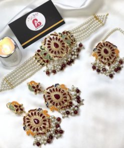 Kundan set mehroon