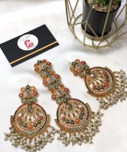 Nauratan earrings and bindya set champagne