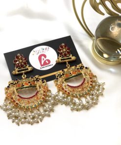 Nauratan earrings mehroon