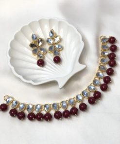 Kundan set mehroon