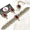 Embellished set mehroon with silver base