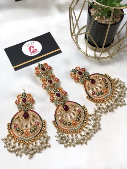Nauratan Earings Bindiya1 (Maroon)