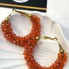 Orange gajra hoop earrings