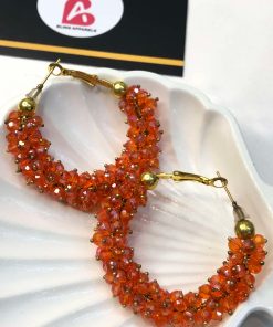 Orange gajra hoop earrings