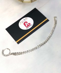 Embellished double strand silver nose ring