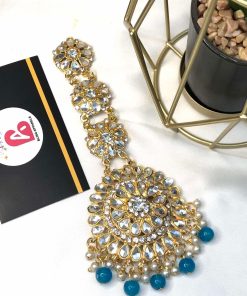 Kundan bindya blue