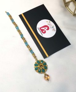 Kundan bindya blue