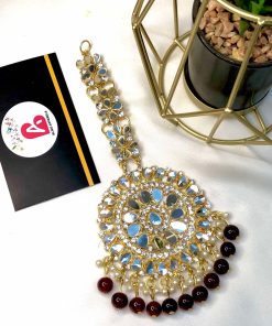 Kundan bindya mehroon