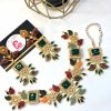 Tehniyat Kundan and Nauratan Set Green