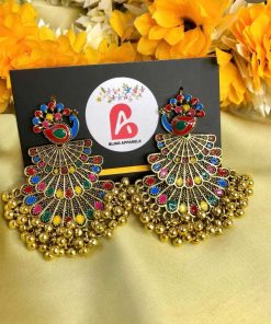 Oxidized earrings golden peacock