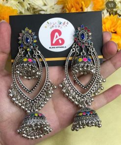 Oxidized earrings silver and multi