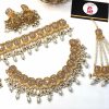 Embellished pearl double necklace set