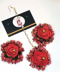 Ruby bindya and earrings