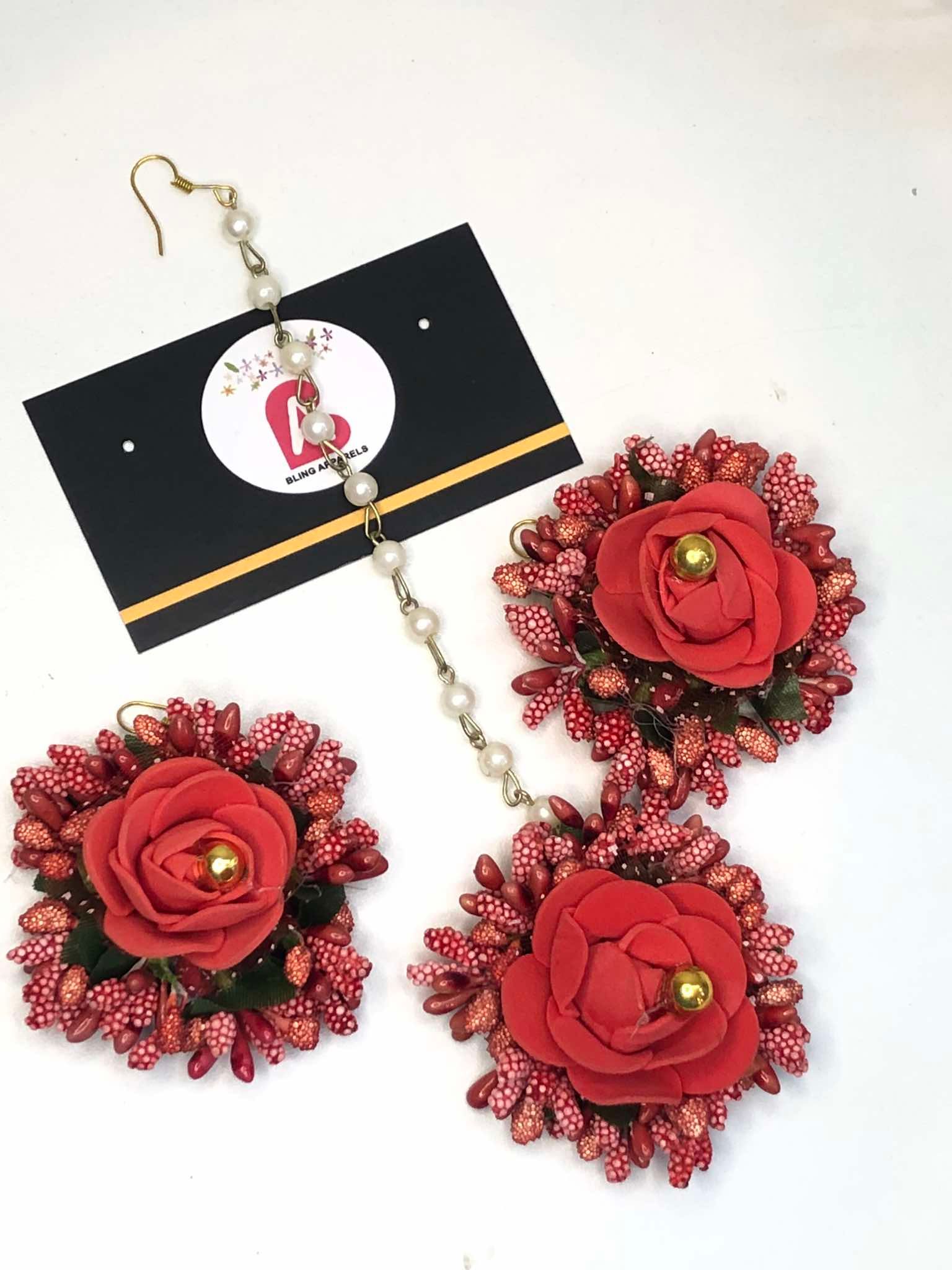 Ruby bindya and earrings