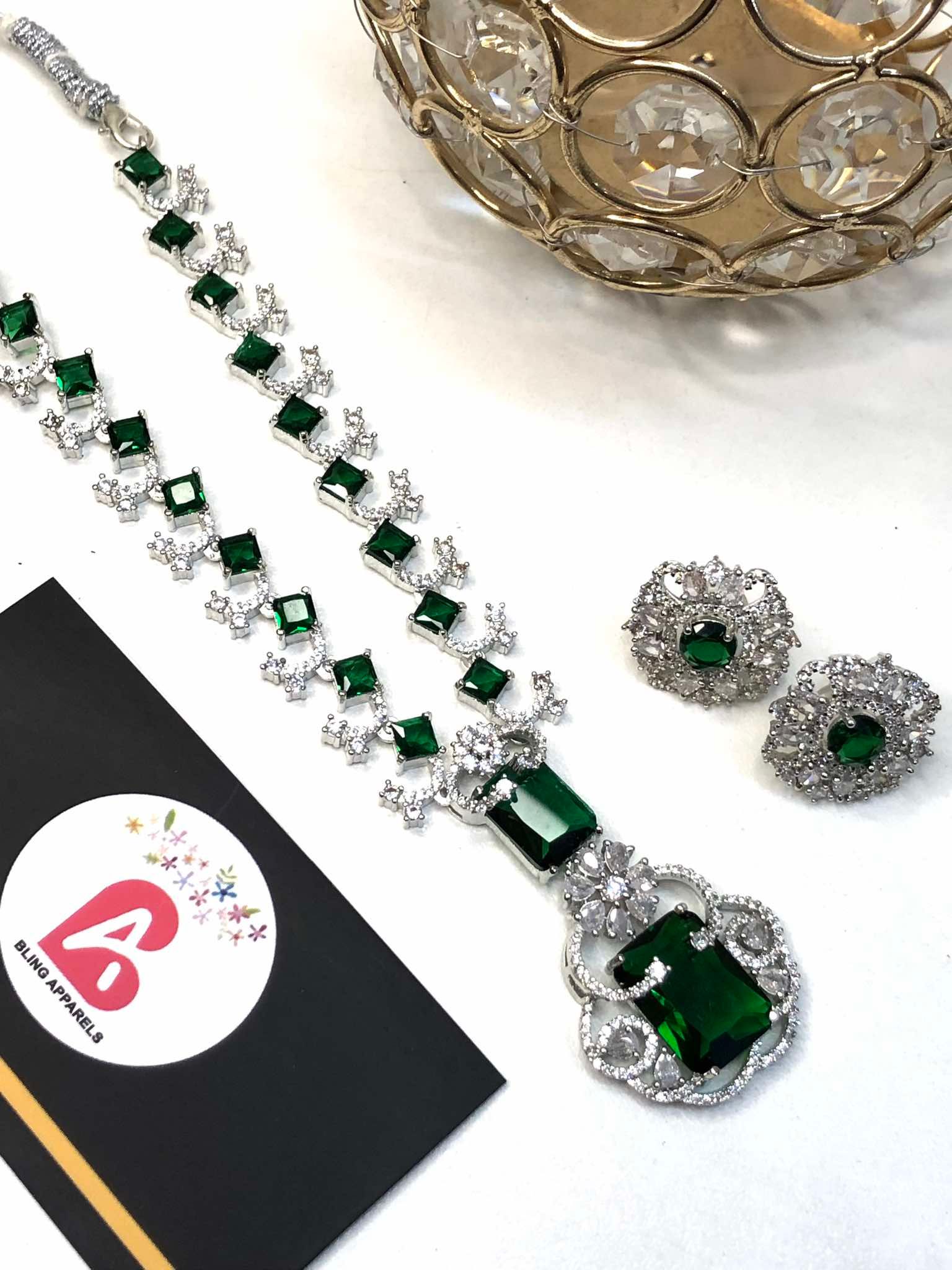 462542756_1379739183430789_7262787716857913961_n Nita ambani emerald rhodium plated mala with earrings