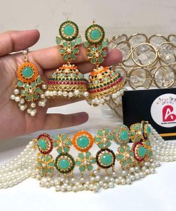 Mint nauratan earrings and choker