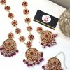 Royal kundan mala with earrings and bindya ruby
