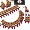 Embellished mehroon double necklace set