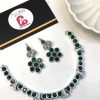 Minimal necklace with green embellished beads