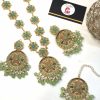 Royal kundan mala with earrings and bindya mint