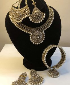 Antique polish set with bindya, jhoomer and kara