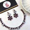 Minimal necklace with maroon embellished beads