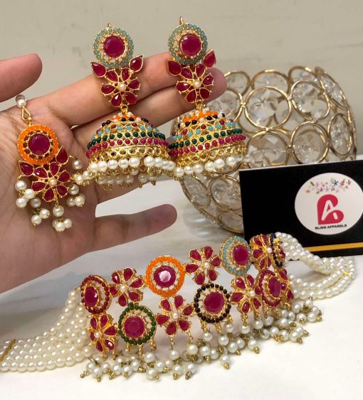 Ruby nauratan earrings and choker