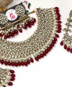 Uncut polki bridal set mehroon