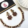 Minimal necklace with maroon embellished beads