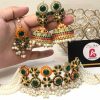 Green nauratan earrings and choker