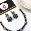 Minimal necklace with blue embellished beads