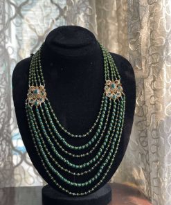 Green beaded multi layer mala