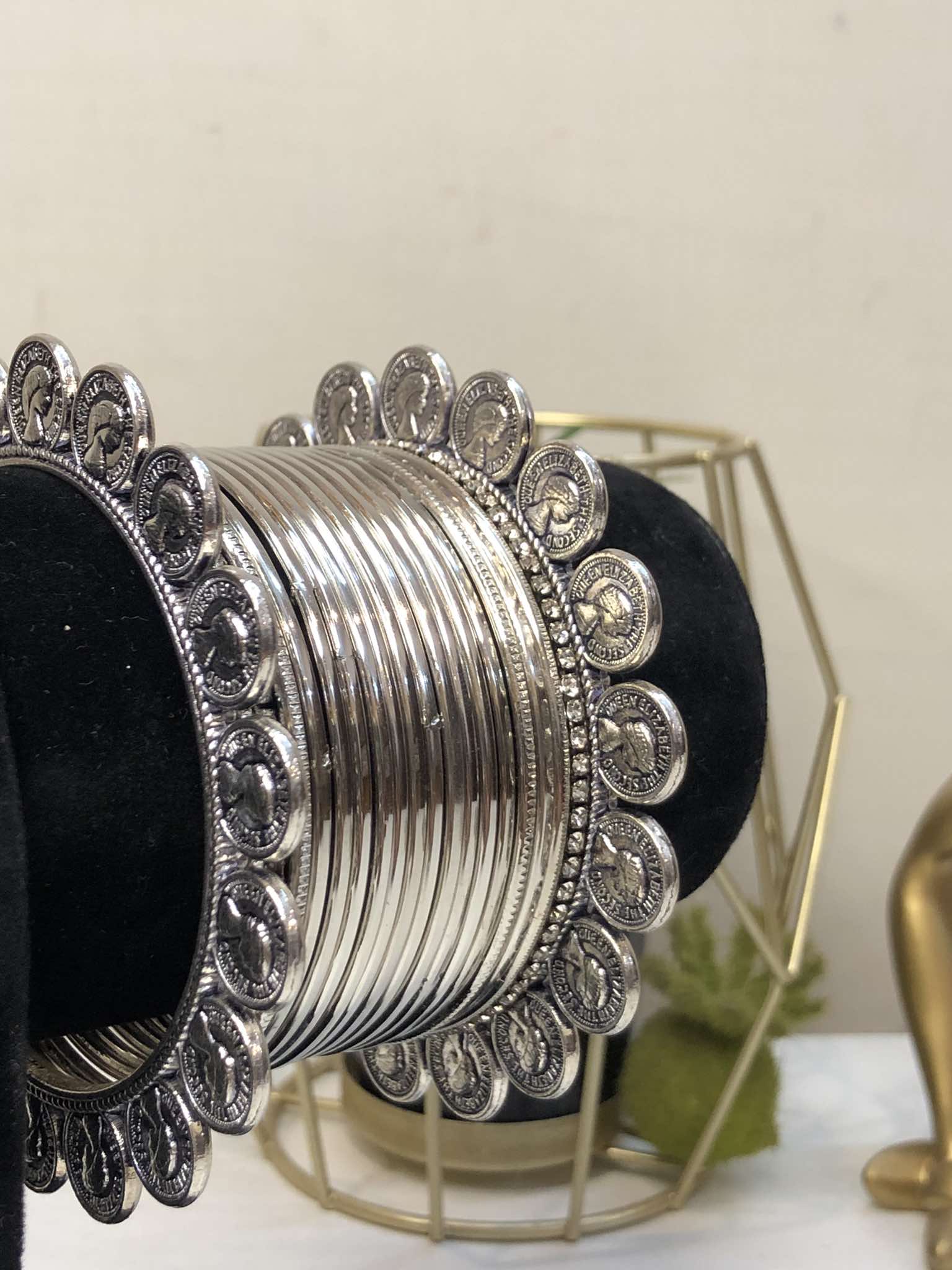 Coin oxidised bangles