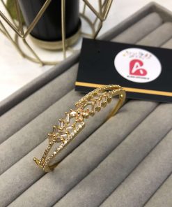 Sleek design golden and champagne Zircone kara