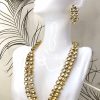Double layered uncut polki mala set with meenakari on its back