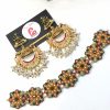 Nauratan earrings and choker set green